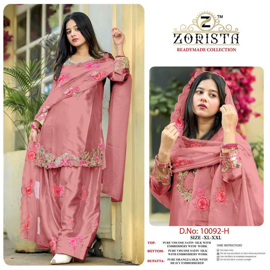 ZORISTA 10092 A TO D SERIES SATIN SILK EMBROIDERY PAKISTANI SUITS SET-00201