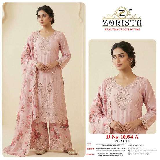 ZORISTA 10094 A TO D SERIES CHINON SILK EMBROIDERY PAKISTANI SUITS SET-00201