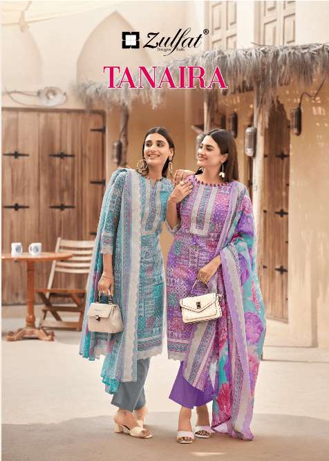 ZULFAT TANAIRA 001 TO 008 SERIES COTTON PRINTED UNSTITCHED PAKISTANI SUIT-00011