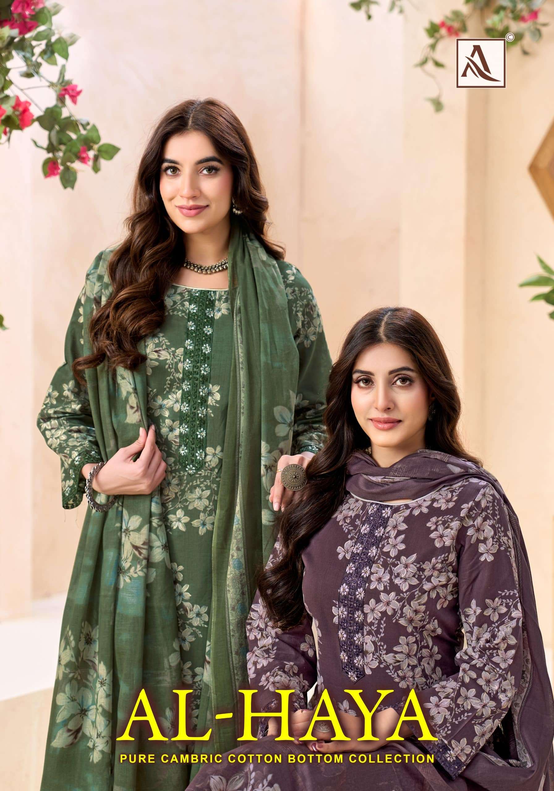 ALOK SUIT AL-HAYA 001 TO 006 SERIES CAMBRIC COTTON PRINTED PAKISTANI SUIT SET-00011