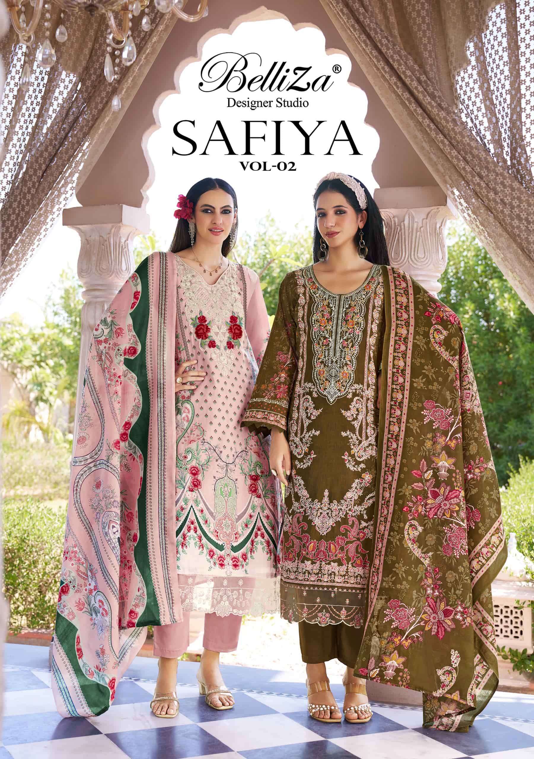 BELLIZA SAFIYA VOL-02 001 TO 008 SERIES COTTON PRINTED UNSTITCHED PAKISTANI SUIT SET-00011