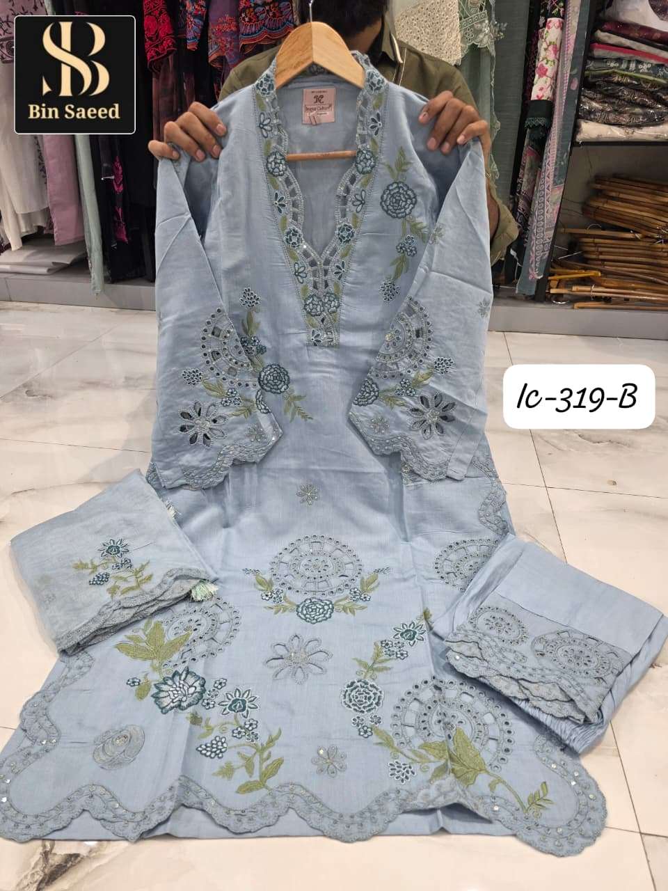 BIN SAEED IC-319 A TO D SERIES FANCY HANDWORK EMBROIDERY STITCHED SUIT-00272