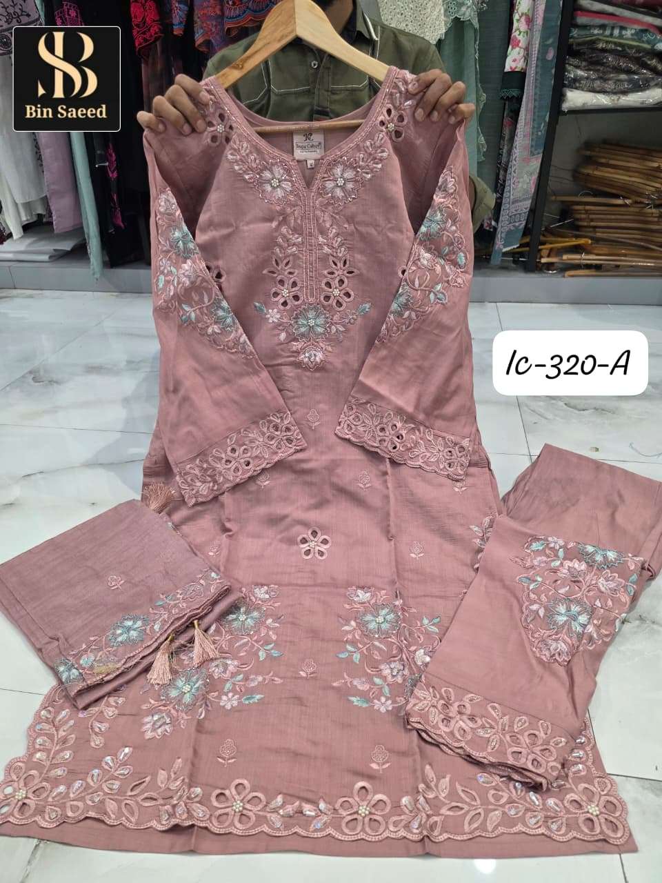 BIN SAEED IC-320 A TO D SERIES FANCY HANDWORK EMBROIDERY DRESSES-00272