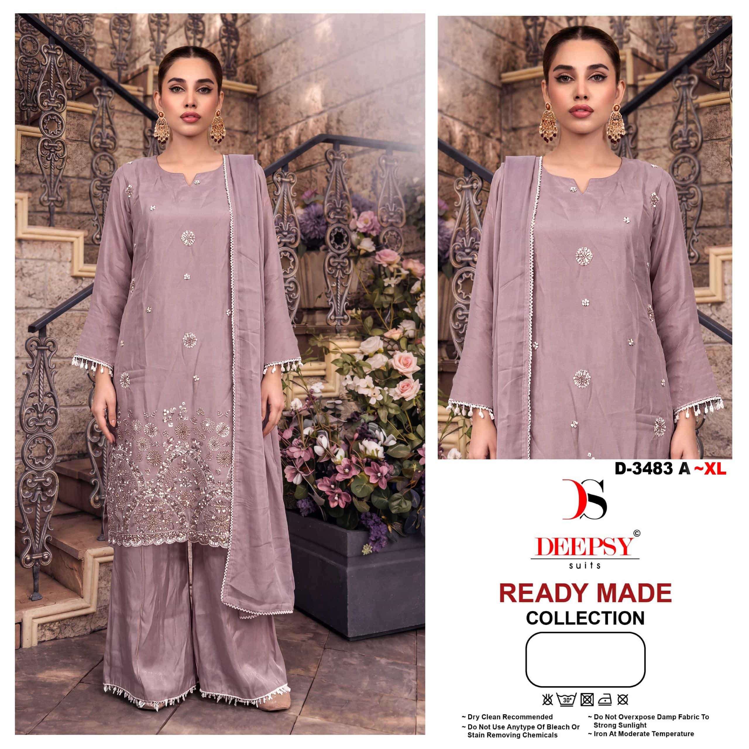 DEEPSY SUIT D-3483 A TO D SERIES VISCOSE SILK EMBROIDERY PAKISTANI STITCHED SUIT-00011