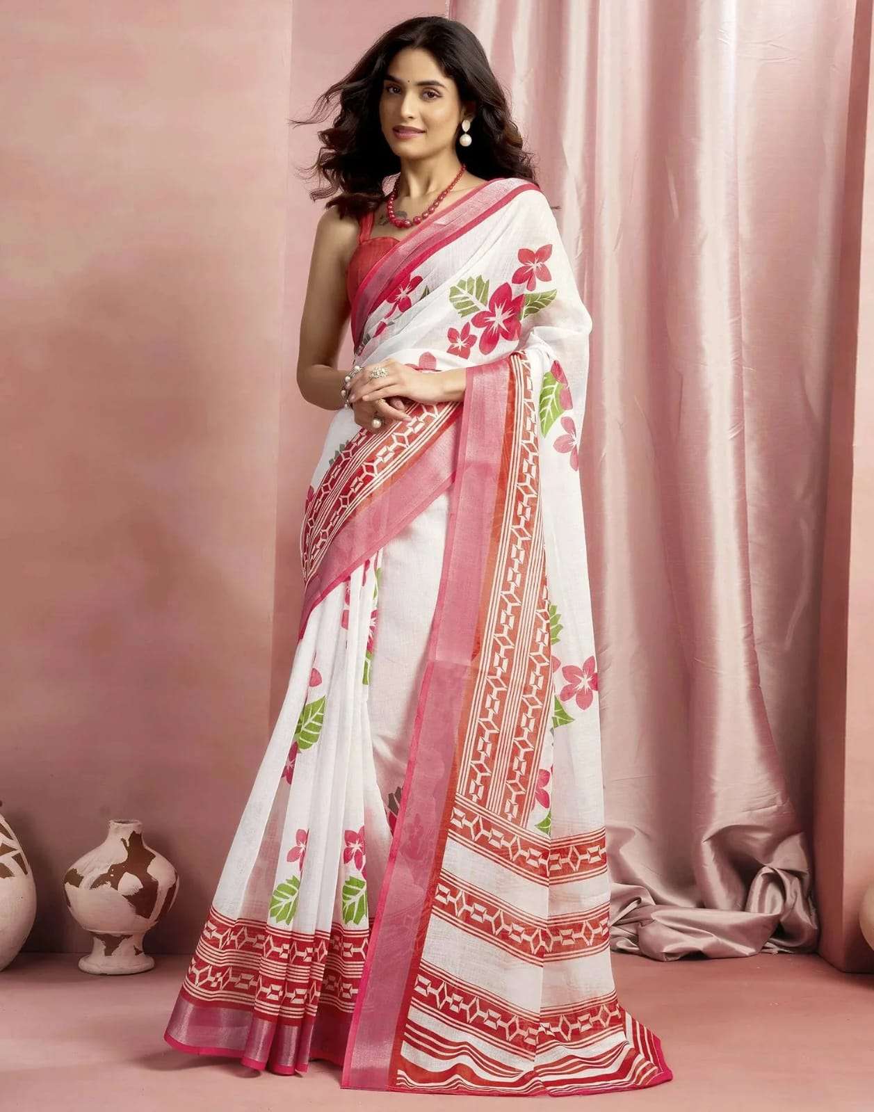 DEVYANI VOL-212 BY ASLIWHOLESALE LINEN COTTON PRINTED SAREES-00259