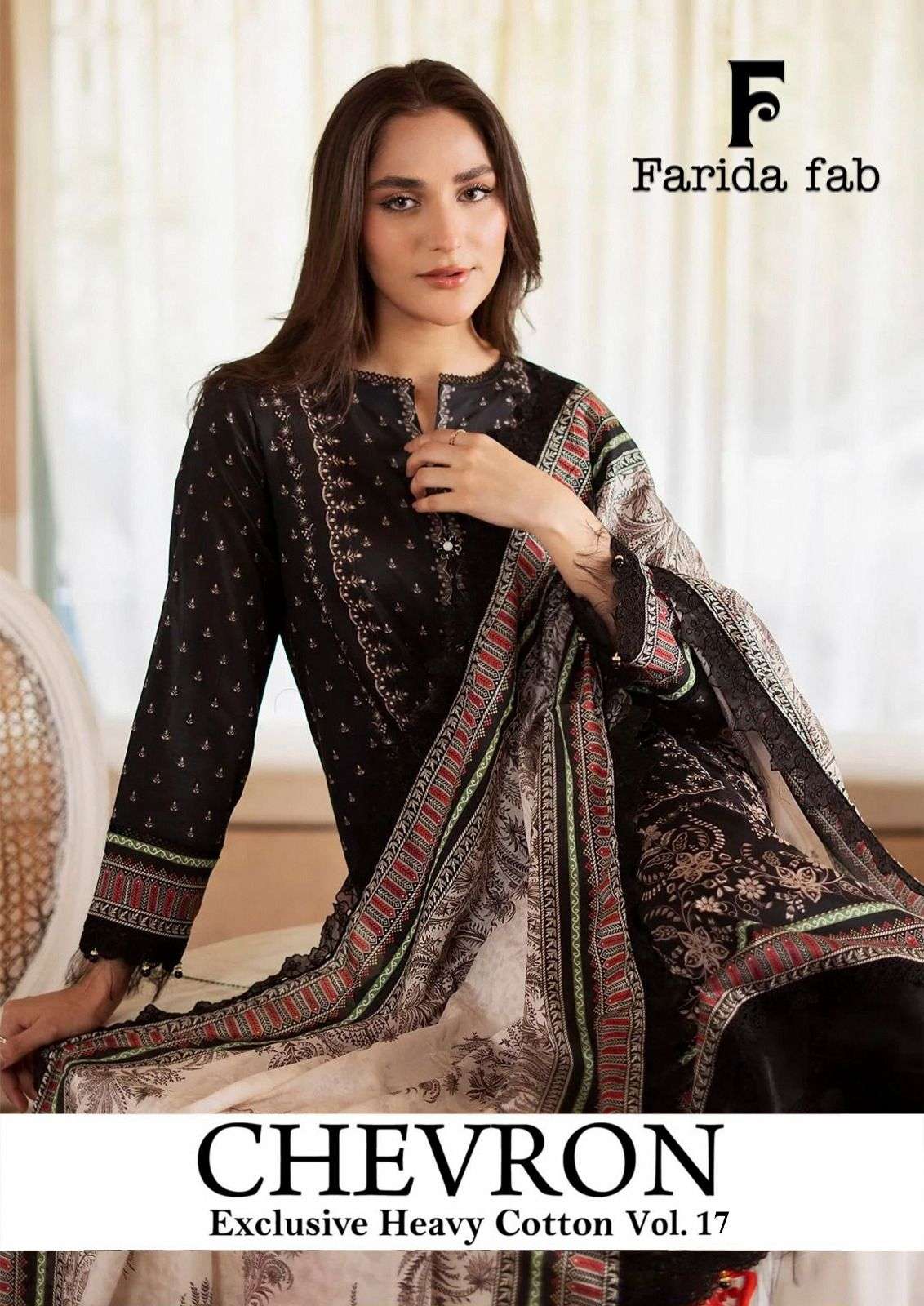 FARIDA FAB CHEVRON VOL-17 1701 TO 1706 SERIES COTTON PRINTED PAKISTANI SUIT SET-00062