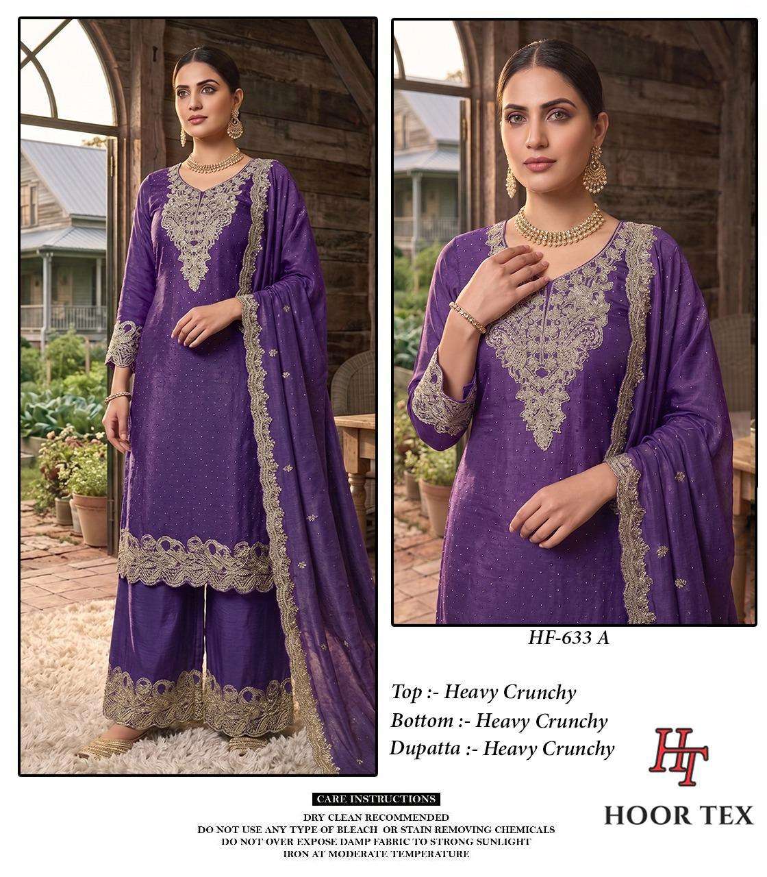 HOOR TEX HF-633 A TO D SERIES CRUNCHY EMBROIDERY STITCHED SHARARA DRESSES-00020