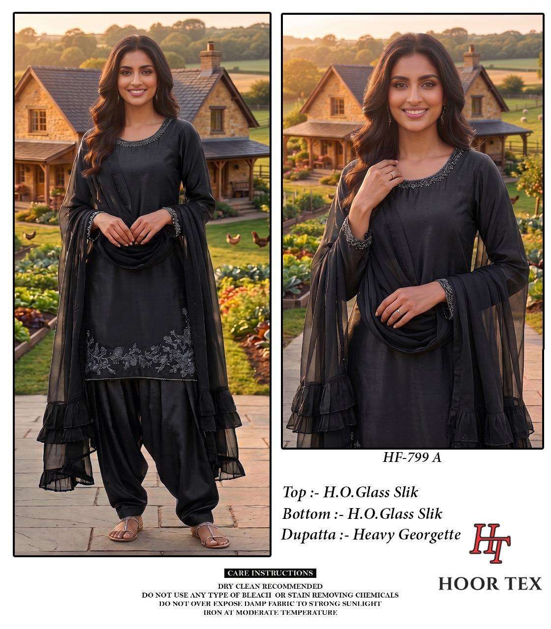 HOOR TEX HF-799 A TO D SERIES ORGANZA EMBROIDERY STITCHED PAKISTANI SUIT-00020
