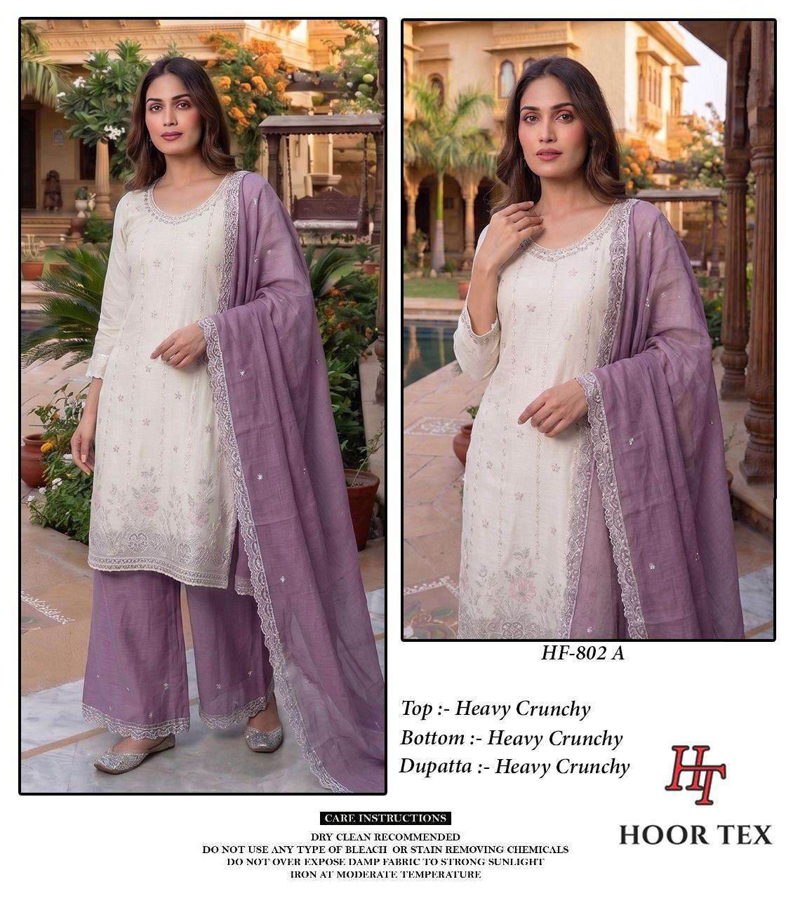 HOOR TEX HF-802 A TO D SERIES CRUNCHY EMBROIDERY PAKISTANI STITCHED SUIT-00020