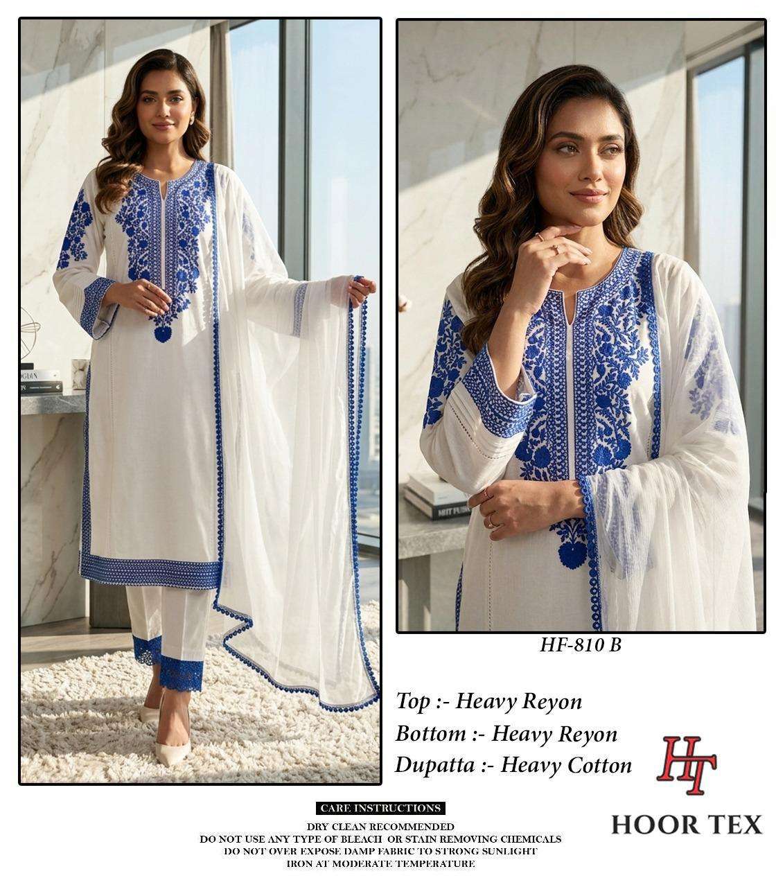 HOOR TEX HF-810 A TO D SERIES RAYON EMBROIDERY PAKISTANI STITCHED SUIT-00020