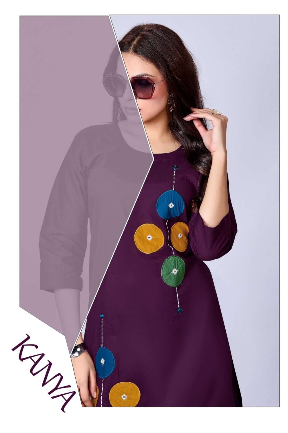 KANYA BY ASLIWHOLESALE COTTON STITCHED TOP WITH PENT - 00320