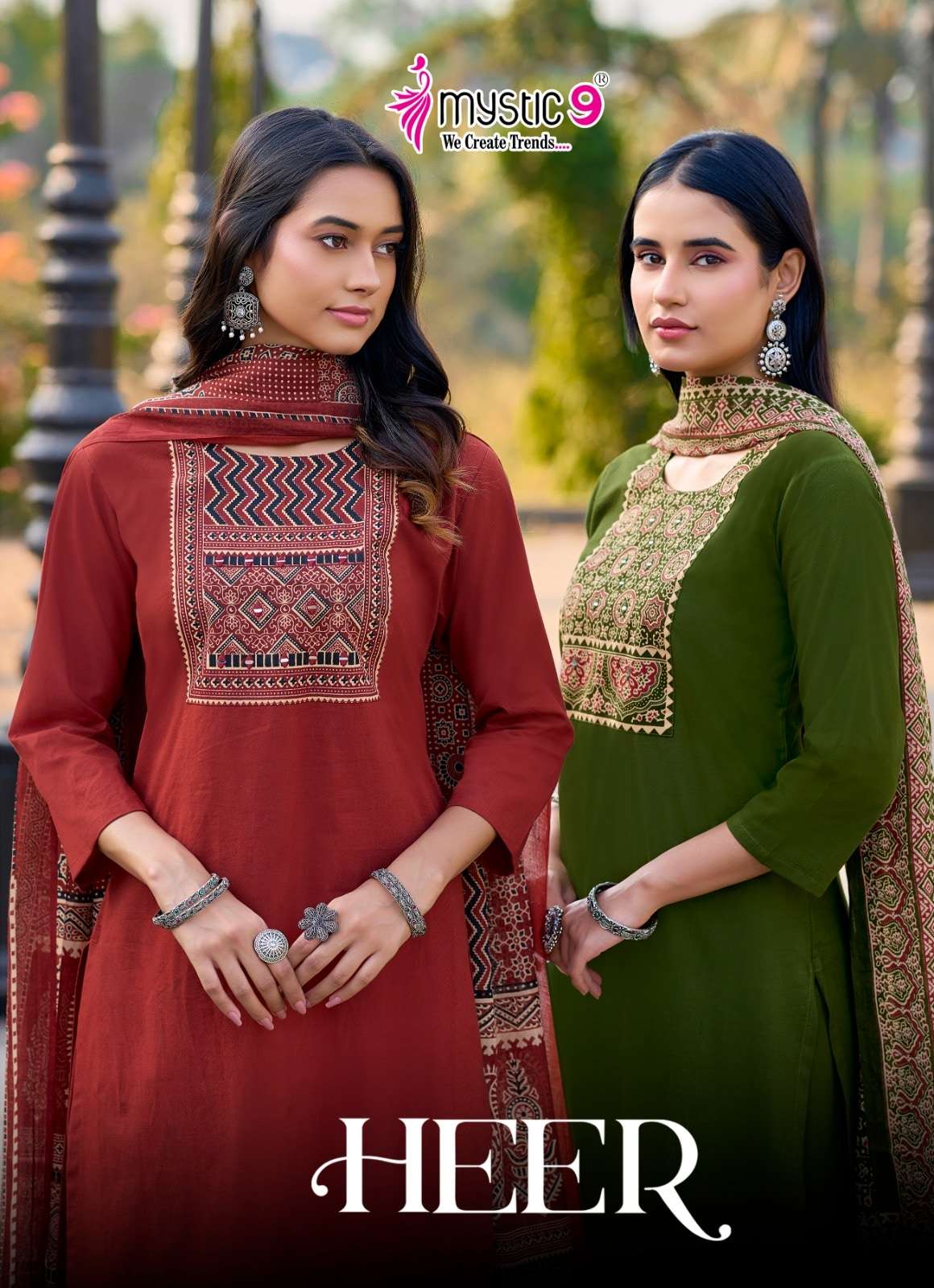 MYSTIC9 HEER VOL-1 1001 TO 1008 SERIES COTTON EMBROIDERY STITCHED SUIT SET-00140
