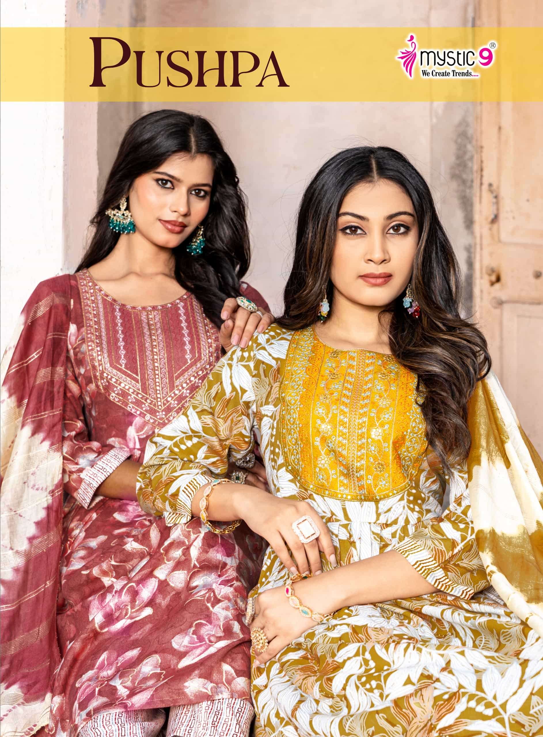 MYSTIC9 PUSHPA VOL-13 13001 TO 13008 SERIES RAYON PRINTED STITCHED DRESSES-00140