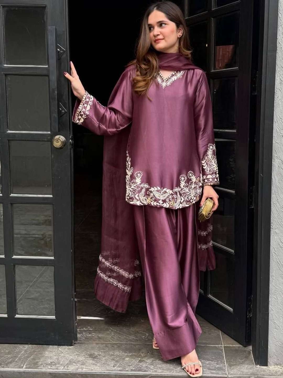 NEHA BY ASLIWHOLESALE CREPE SILK WITH EMBROIDERY STITCHED DRESSES - 00264