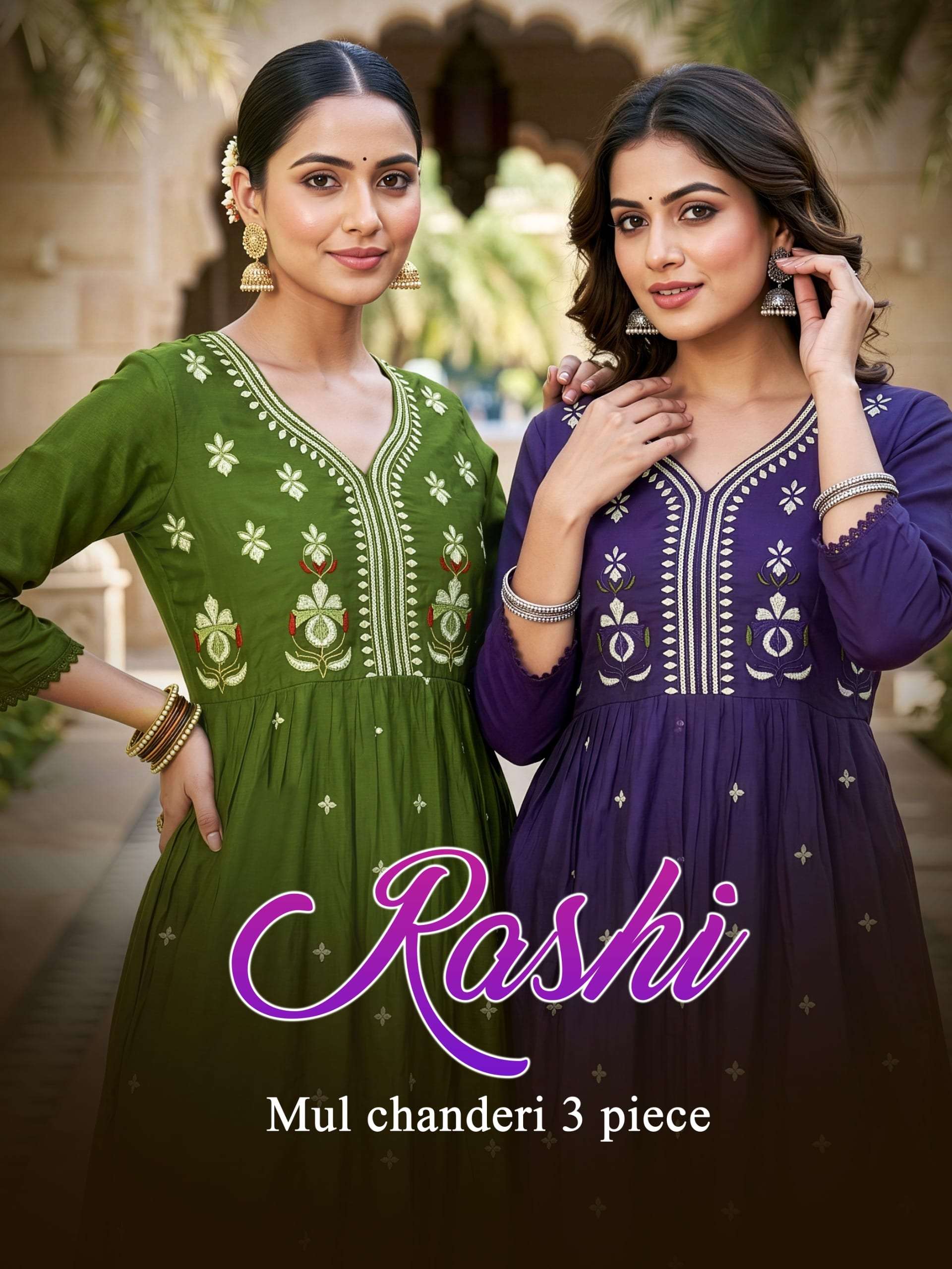  RASHI BY ASLIWHOLESALE MAL CHANDERI STITCHED EMBROIDERY DRESSES - 00320