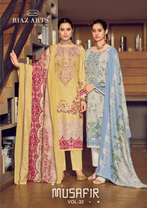 RIAZ ARTS MUSAFIR VOL-32 01 TO 06 SERIES COTTON PREMIUM PRINTED PAKISTANI SUIT SET-00011