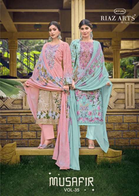 RIAZ ARTS MUSAFIR VOL-35 01 TO 06 SERIES CAMBRIC COTTON PRINTED DRESSES SET-00011