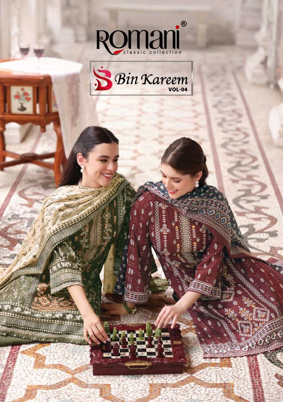 ROMANI BIN KAREEM VOL-04 001 TO 008 SERIES COTTON UNSTITCHED PAKISTANI SUIT-00201