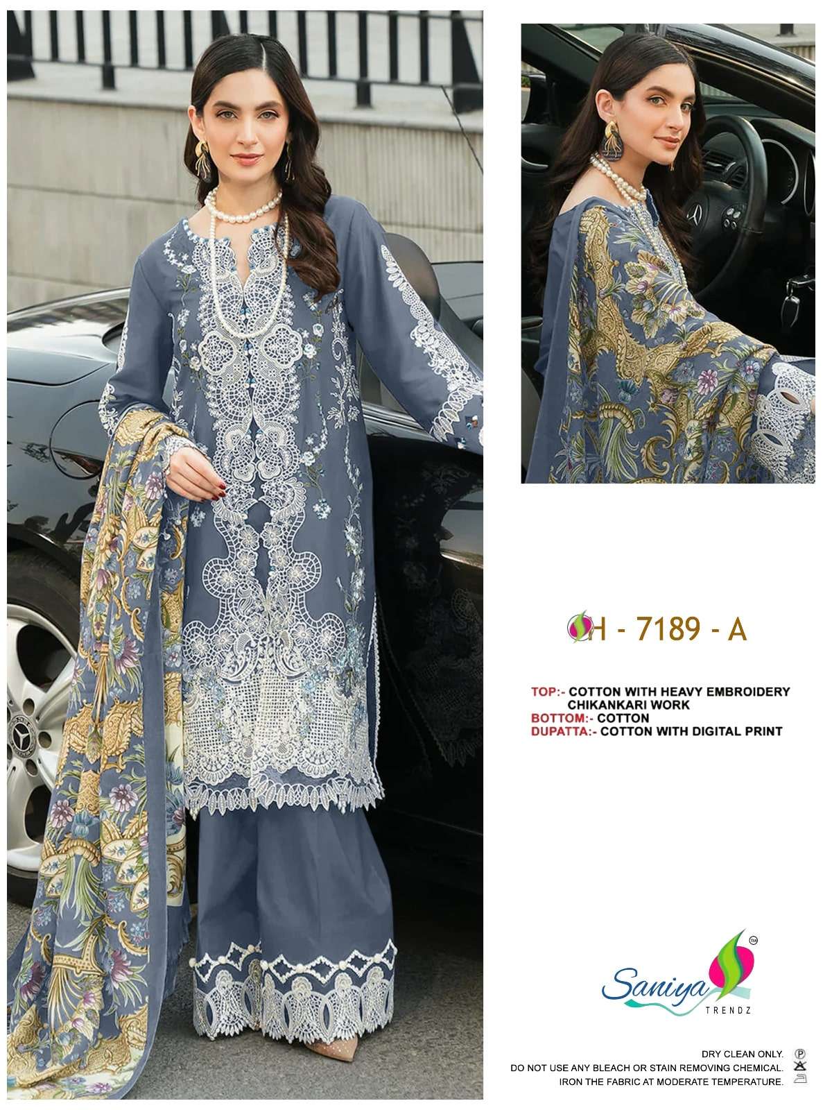 SANIYA TRENDZ 7189 A TO C SERIES COTTON EMBROIDERY PAKISTANI DRESSES-00071