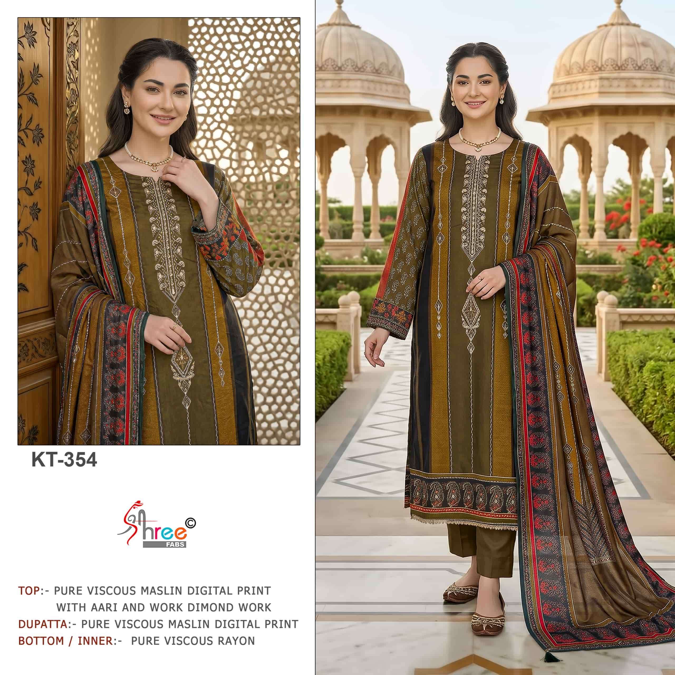 SHREE FAB KT-354 VISCOSE MUSLIN EMBROIDERY PAKISTANI SUIT SET-00201