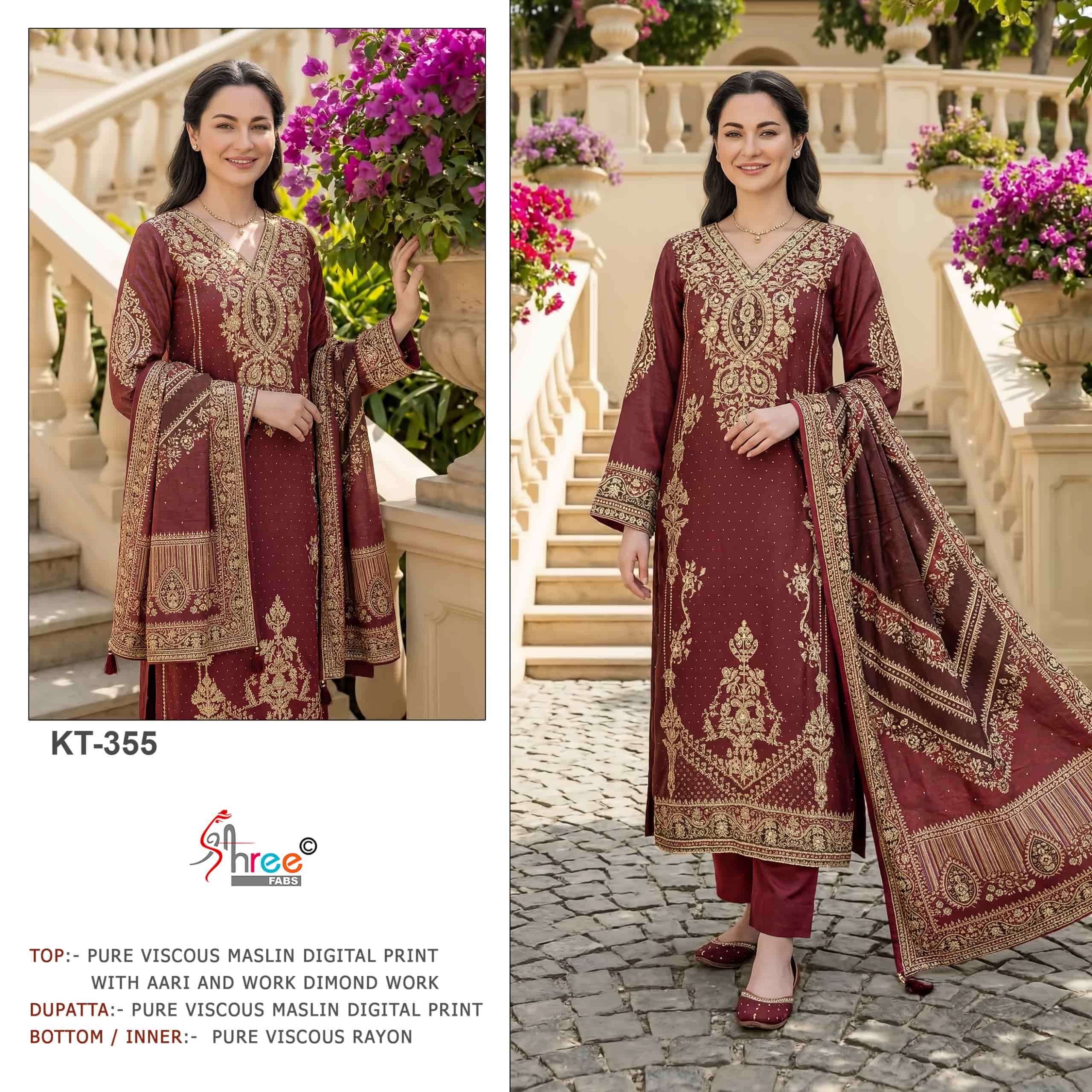 SHREE FAB KT-355 VISCOSE MUSLIN EMBROIDERY PAKISTANI SUIT-00071