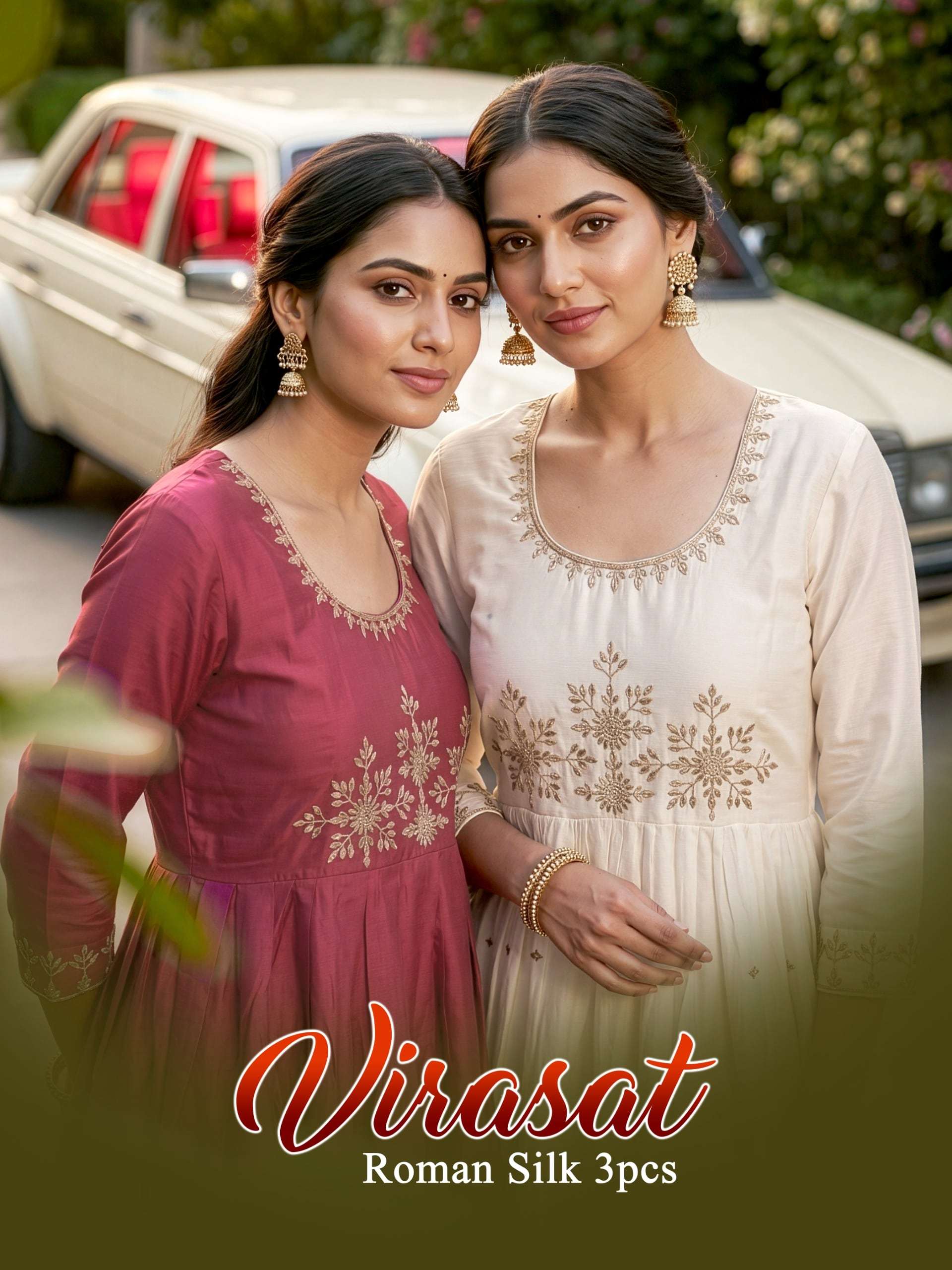  VIRASAT BY ASLIWHOLESALE ROMAN SILK STITCHED ANARKALI SUITS - 00320
