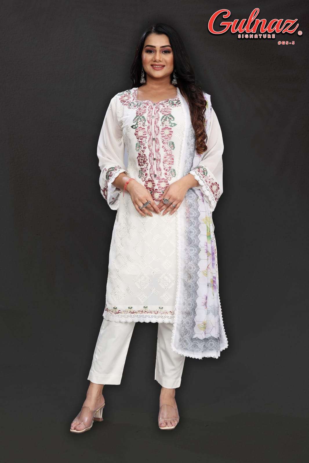 GULNAZ VOL-05 BY GULNAZ FAUX GEORGETTE EMBROIDERY PAKISTANI DRESSES