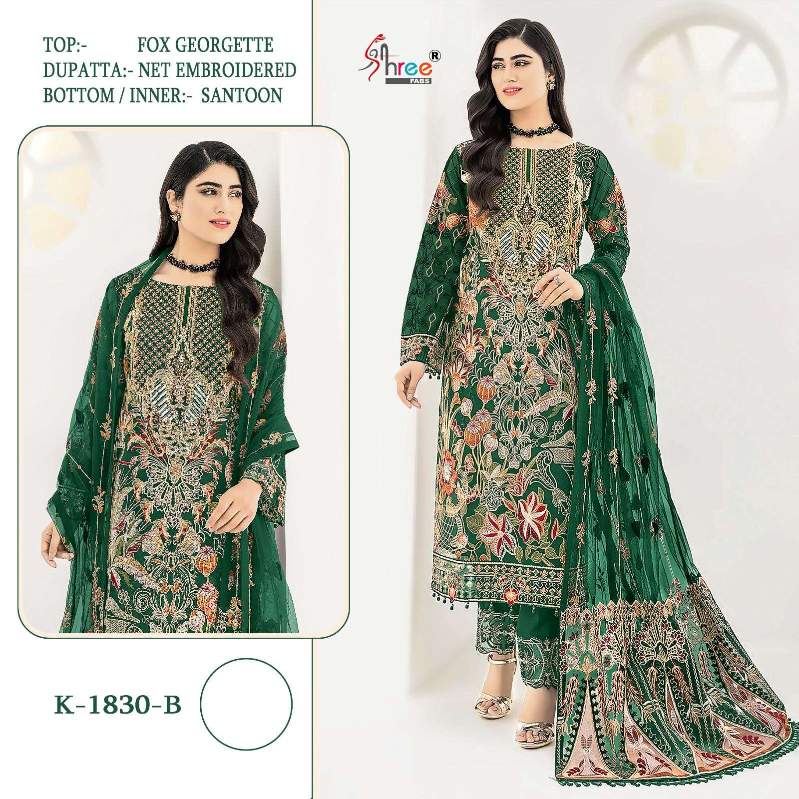 K-1830 COLOURS BY SHREE FABS FAUX GEORGETTE EMBROIDERY PAKISTANI DRESSES